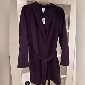 JJill dark fig/plum wrap coat. Size large
